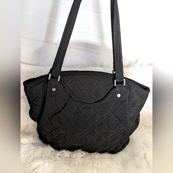 Vera Bradley NWOT 🌸Glenna Tote Purse Handbag Classic Black Microfiber - Picture 3 of 12